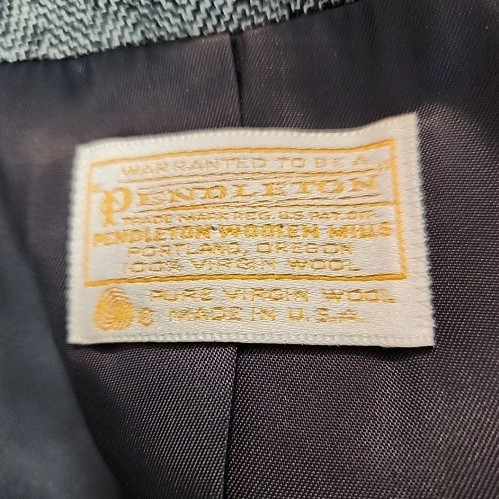Vtg Pendleton Womens USA Made Virgin Wool Suit Skirt And Blazer S-10 Herringbone - Picture 13 of 15